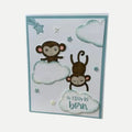 Baby Boy Card, A Star Is Born Greeting Card – Baby Shower, Cute Monkeys for New Baby Boy
