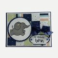 A Star Is Born Baby Boy Card – Cute Elephant Quilt Design – Welcome New Baby