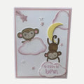 Baby Card for a Girl, Shower Card, Cute Little Monkeys for New Baby