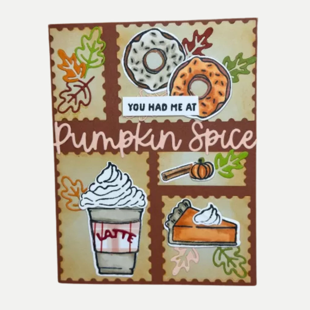 Fall Greeting Card with Donuts, Pumpkin Pie, and Latte – You Had Me at Pumpkin Spice