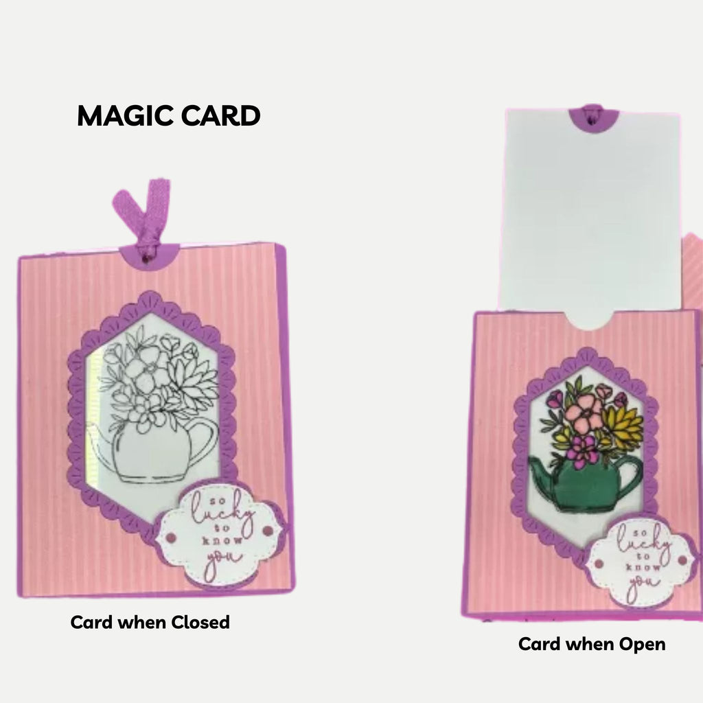 Magic Reveal Card | Color-Changing Teapot with Flowers | Lucky to Know You Greeting Card