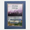 Sending a little message in card that has a 3D message in a bottle. Mountain and lake background