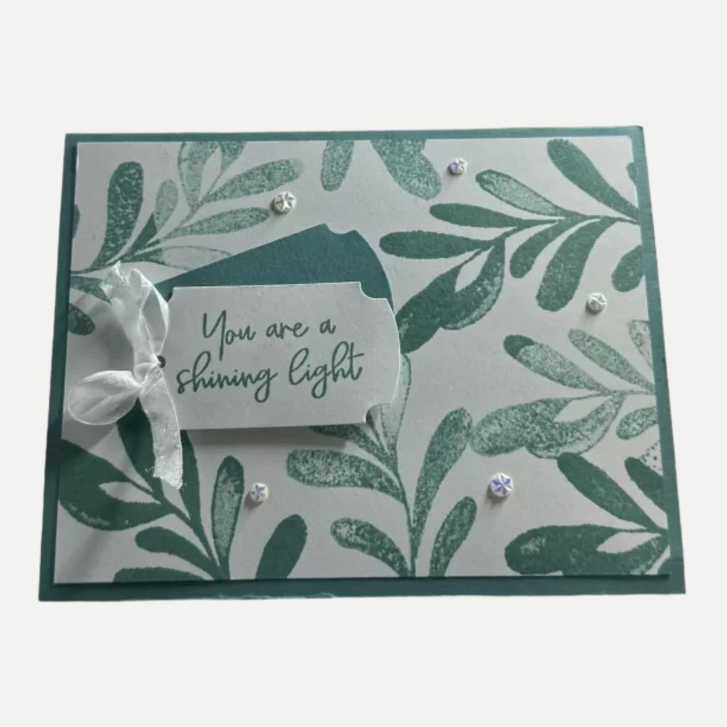 Inspiring Greeting Card with Elegant Leaves and Ribbon – You Are a Shining Star