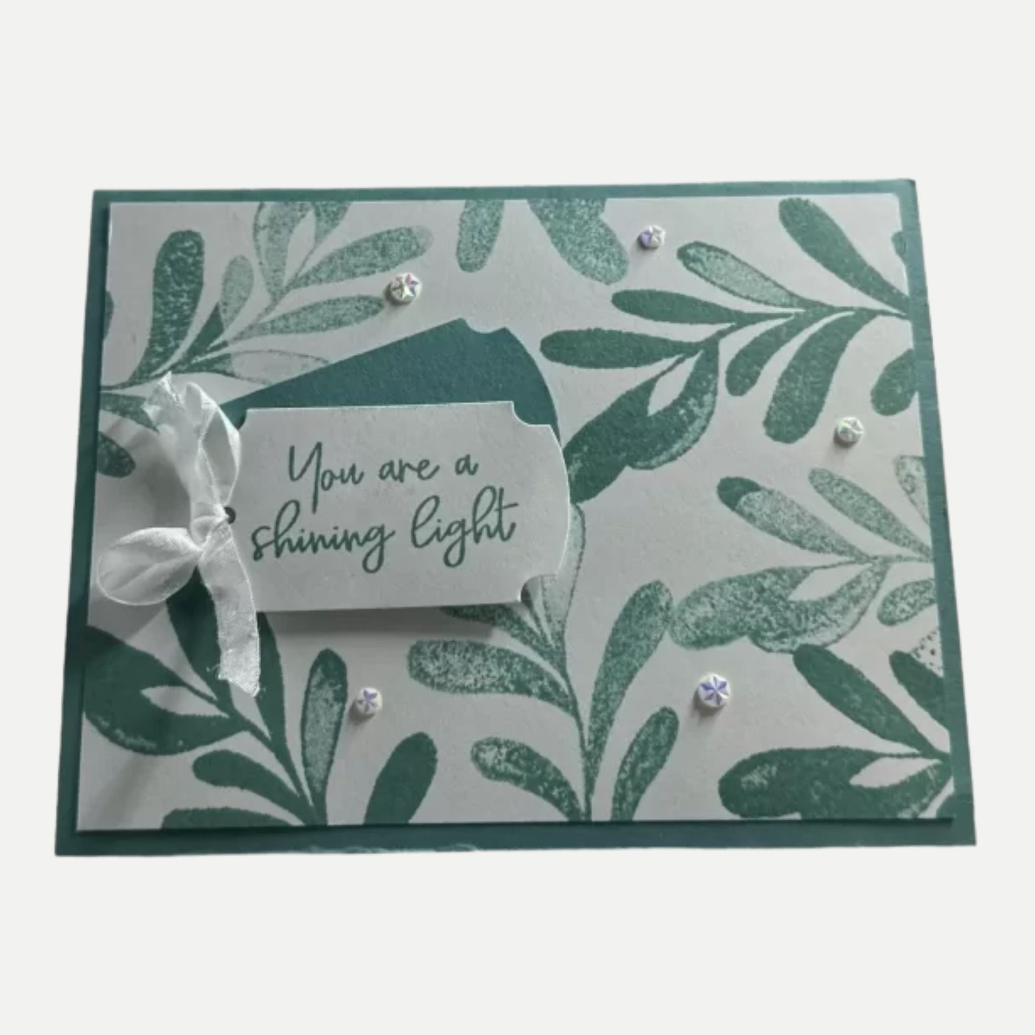 Inspiring Greeting Card with Elegant Leaves and Ribbon – You Are a Shining Star