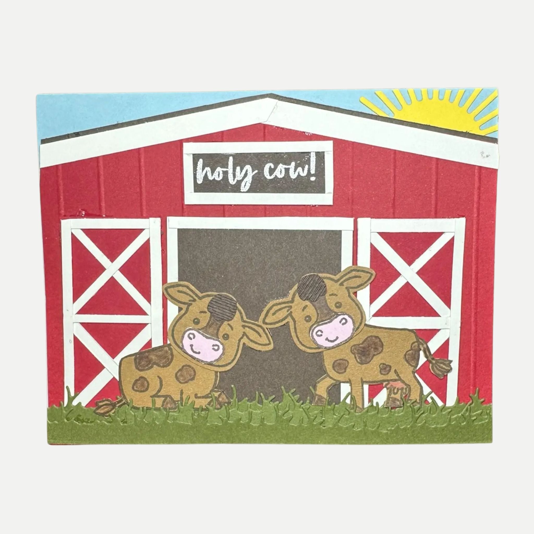 Cute Brown Cows Card | Holy Cow Greeting Card | Farm Animal Card for Friends & Family