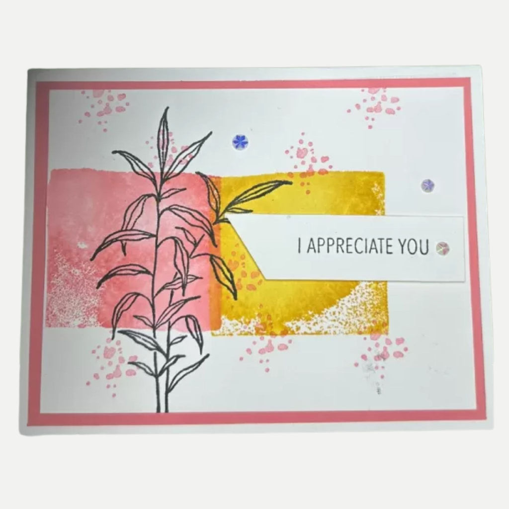 I Appreciate You -Handmade Greeting Card with Stamped Leaf Design
