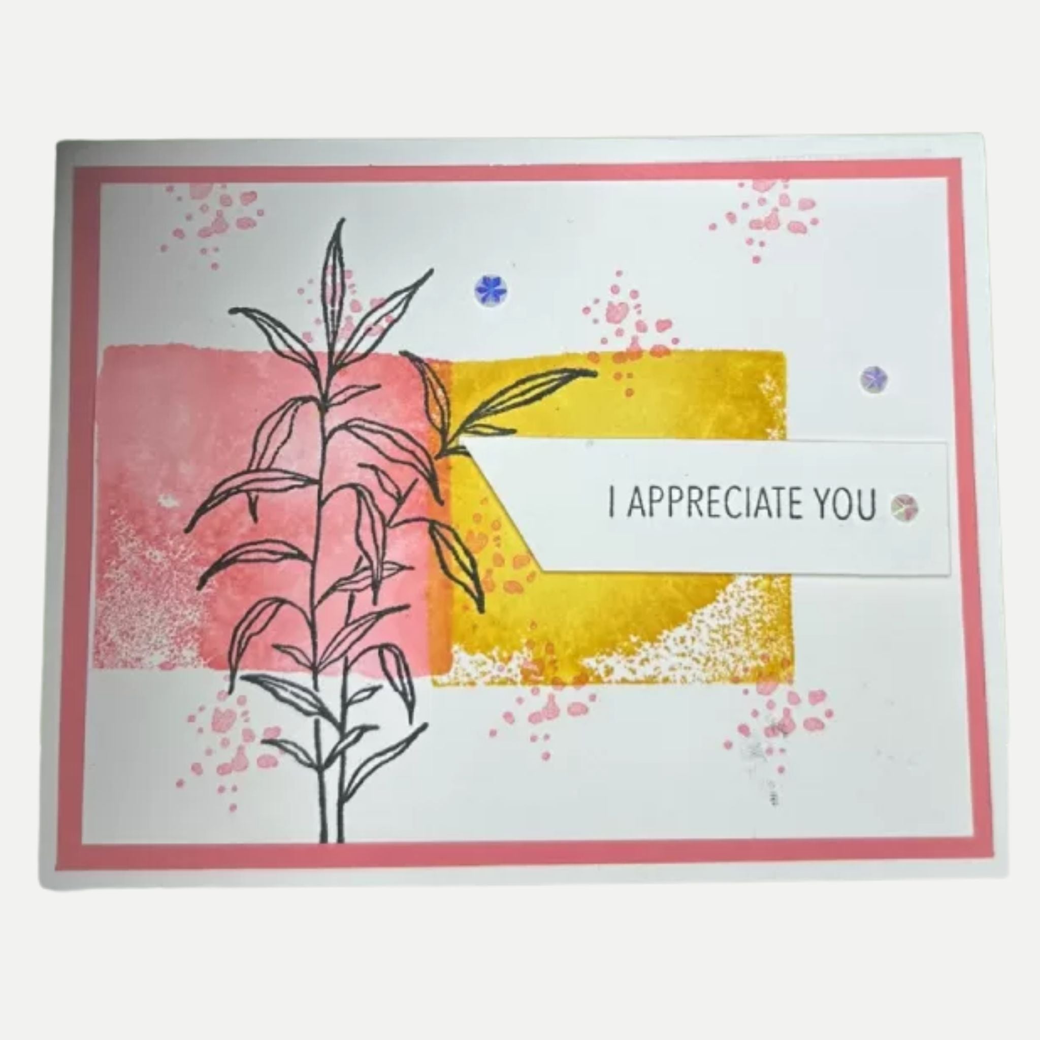 I Appreciate You -Handmade Greeting Card with Stamped Leaf Design