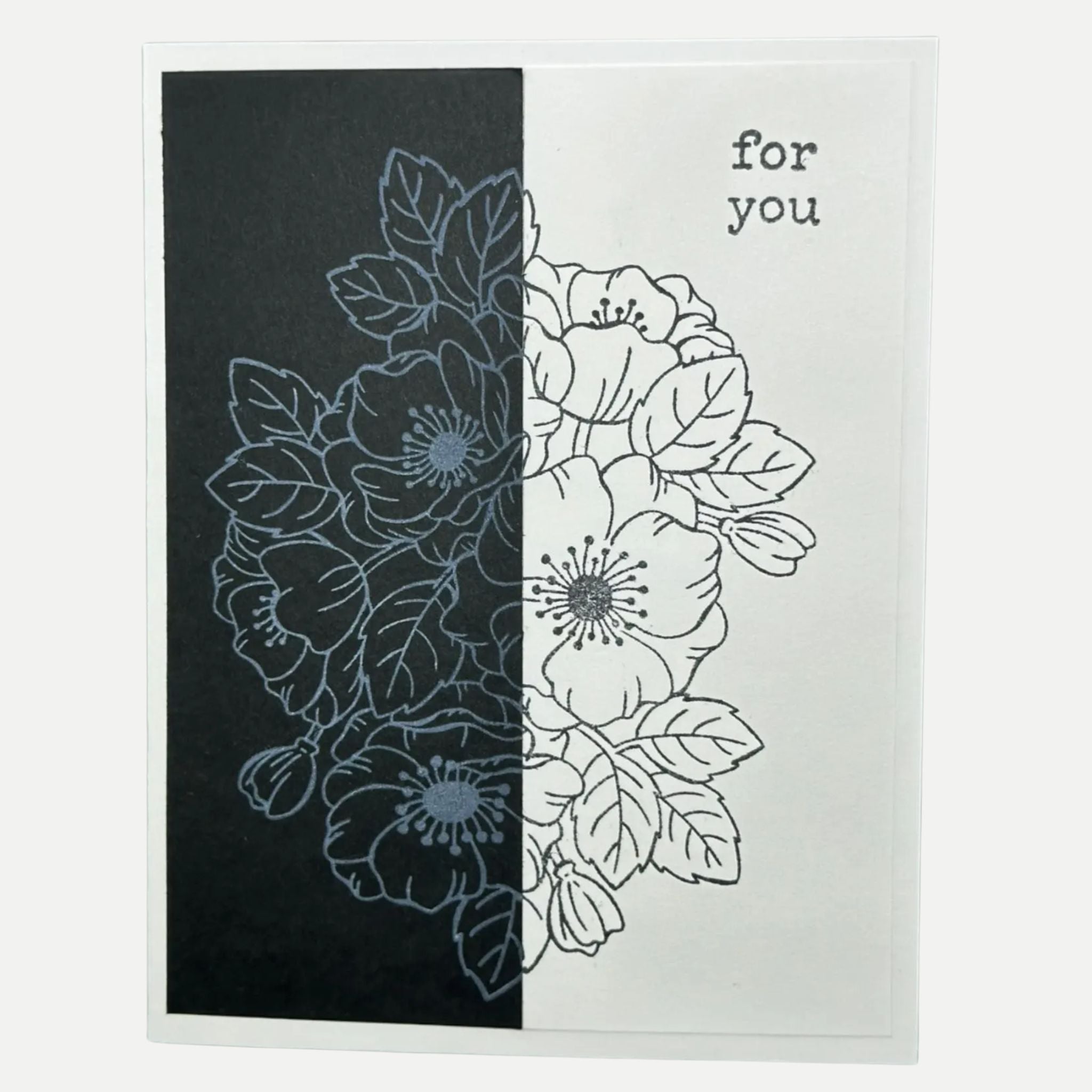 Simple Black and White Floral Card | Handmade For You Card for Any Occasion