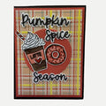 Plaid Fall Greeting Card with Latte and Donut – Pumpkin Pie Season – Perfect Autumn Card