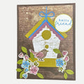 Hello Friend – Charming Birdhouse Card with Flowers Cute Bird Design