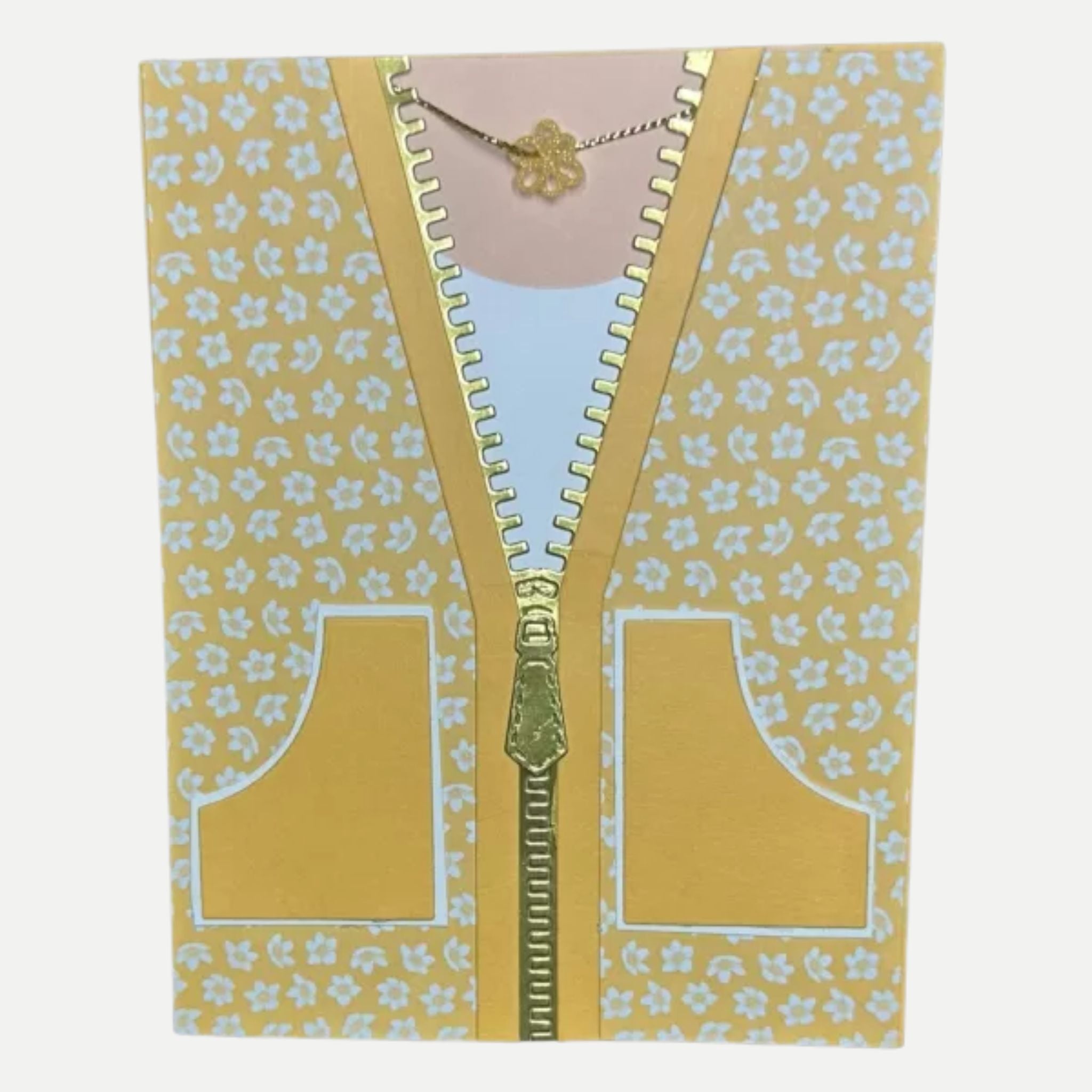 Fun Card That Looks Like a Sweater Realistic Zipper and Pockets Blank Card for Any Occasion