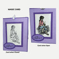 Magic Reveal Card with Pull-Tab | Handmade Color-Changing Card Featuring Girl with Coffee