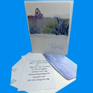 Handcrafted Sympathy Card with Delicate Foliage and Die Cut Butterfly – Sympathetic Greeting