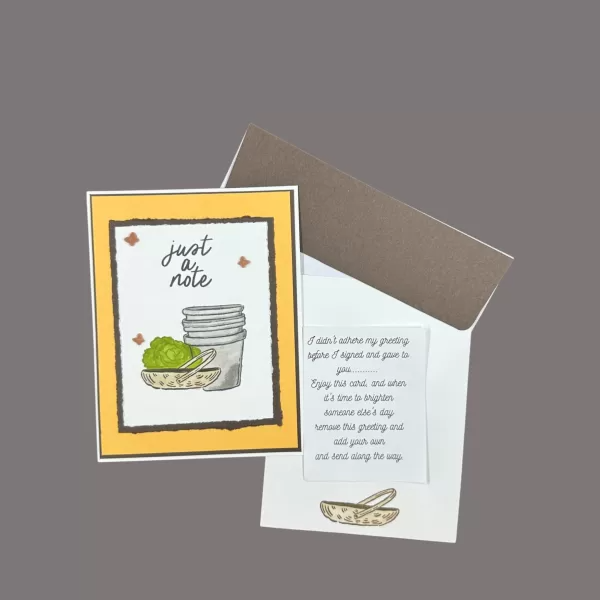 Rustic Garden Card | Handmade Just a Note Greeting | Flower Pots, Basket, Farmhouse Feel