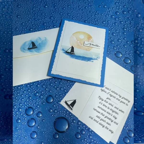 Tranquil Moonlit Lake Greeting Card with Dolphin – Smile