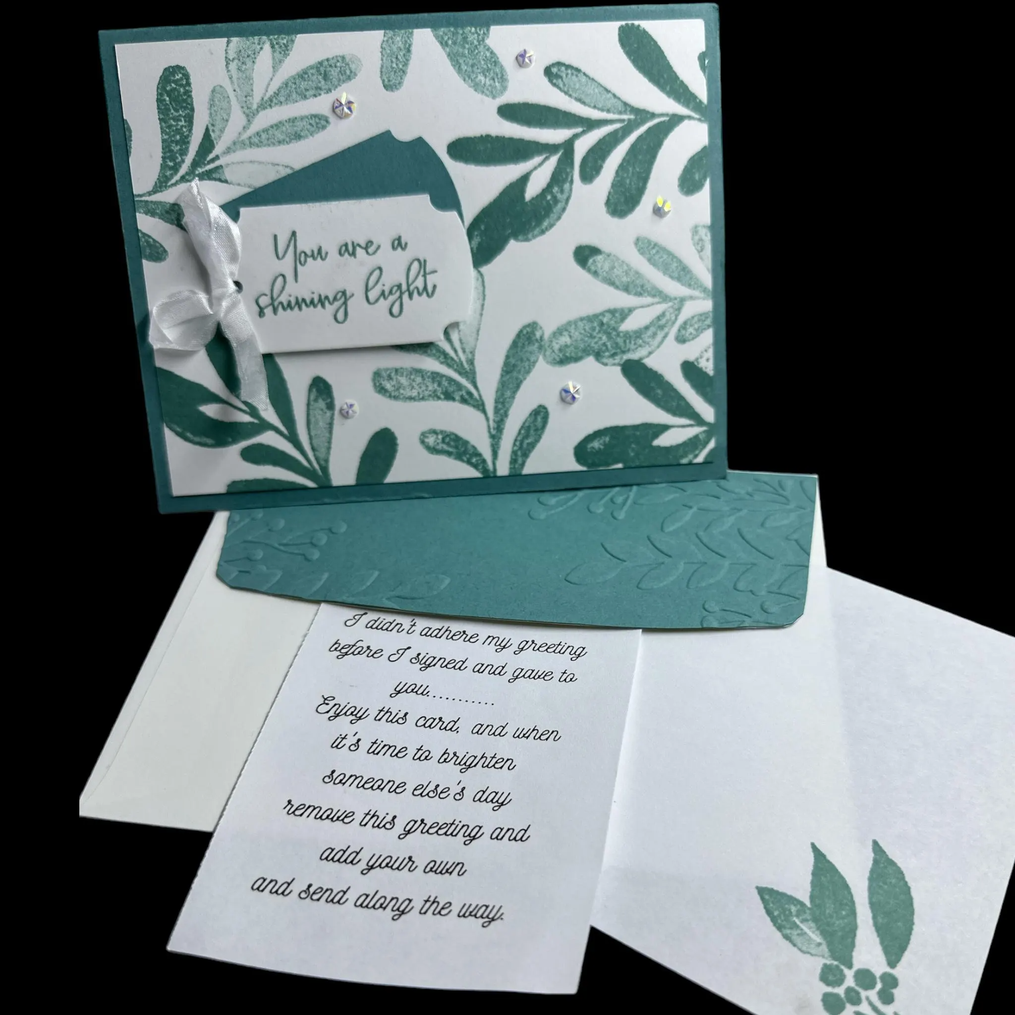 Inspiring Greeting Card with Elegant Leaves and Ribbon – You Are a Shining Star