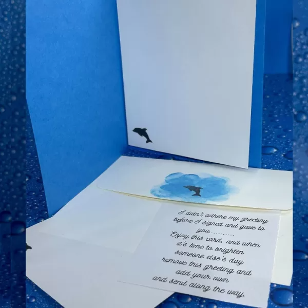 Tranquil Moonlit Lake Greeting Card with Dolphin – Say Hello