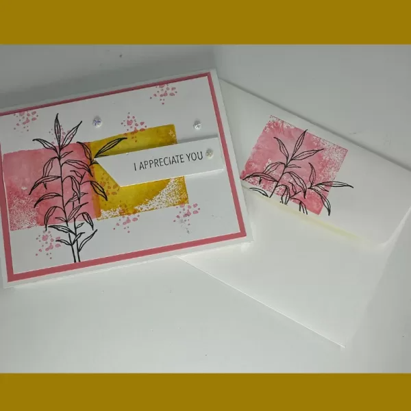 I Appreciate You -Handmade Greeting Card with Stamped Leaf Design
