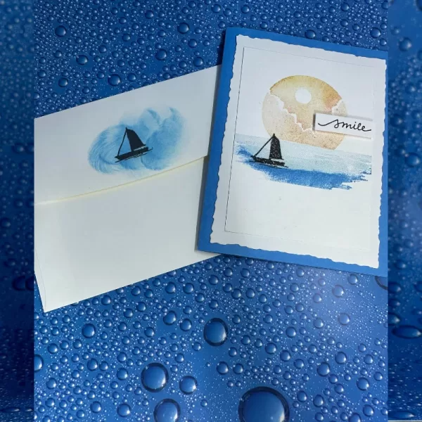 Tranquil Moonlit Lake Greeting Card with Dolphin – Smile