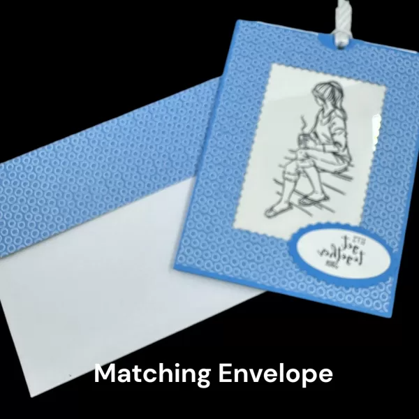 Handmade Color-Magic Changing Card Featuring Girl with Coffee | Magic Reveal Card with Pull-Tab