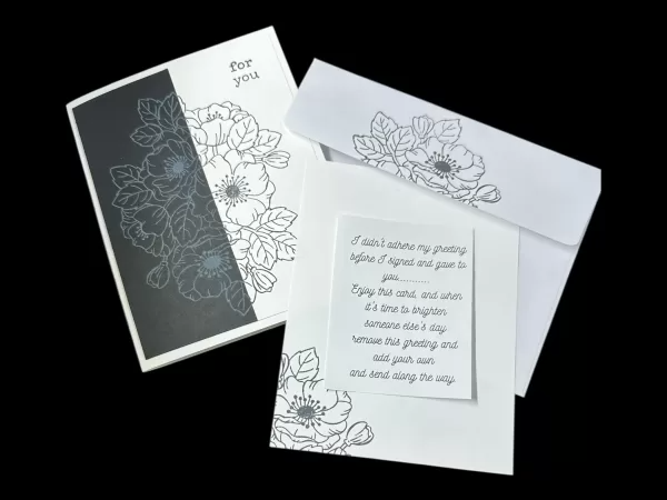 Simple Black and White Floral Card | Handmade For You Card for Any Occasion