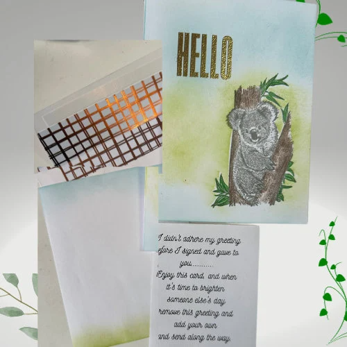 Cute Handcolored Koala Bear HELLO Greeting Card – Blank Inside