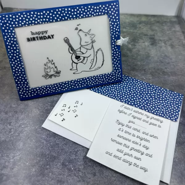 Magic Reveal Birthday Card | Bear Playing Banjo at Campfire | Pull-Tab Color-Changing Card