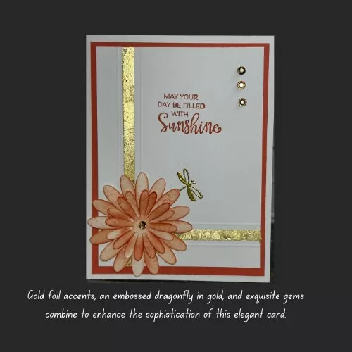 Lovely Daisy Greeting Card with Gold Accents – “May Your Day Be Filled with Sunshine”