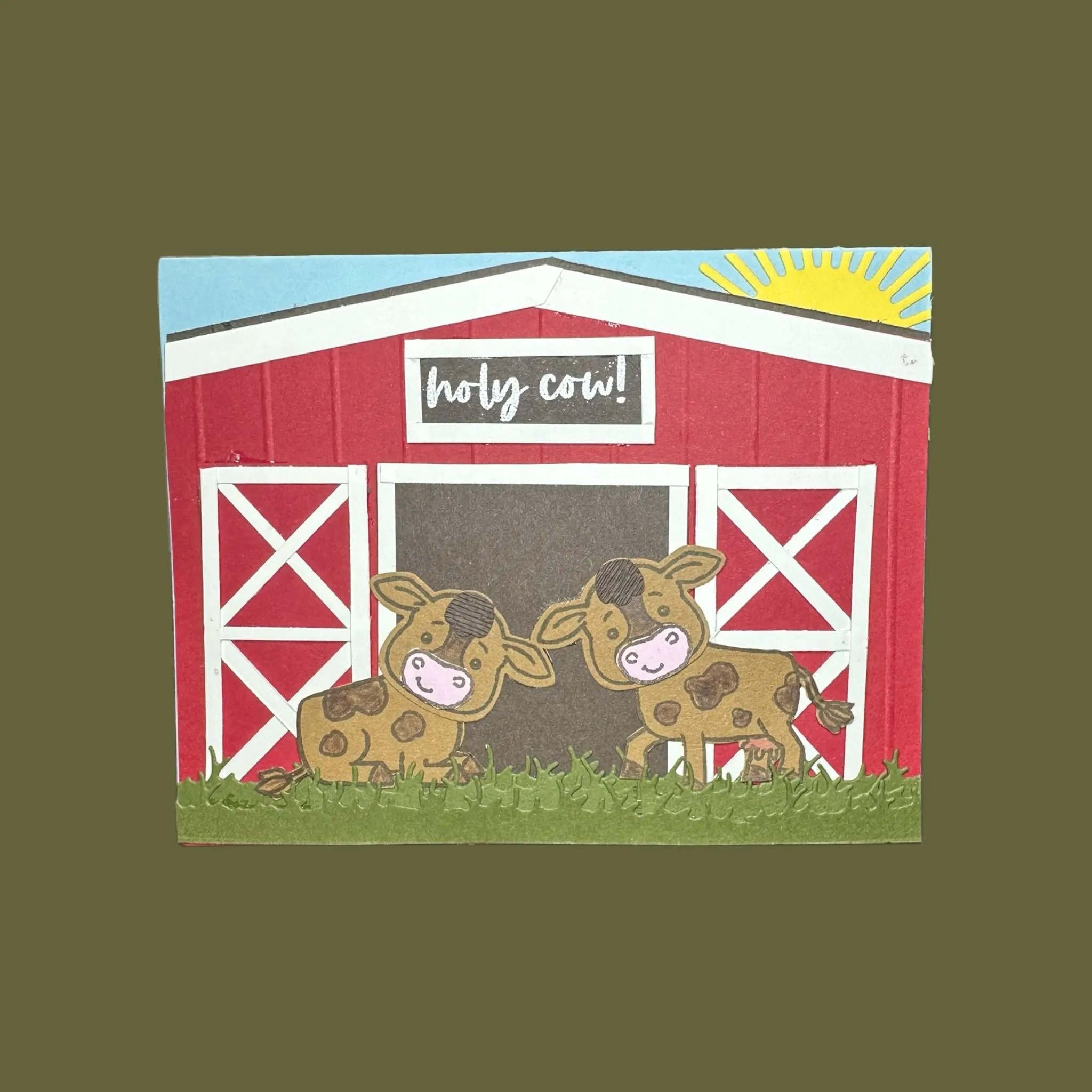 Cute Brown Cows Card | Holy Cow Greeting Card | Farm Animal Card for Friends & Family