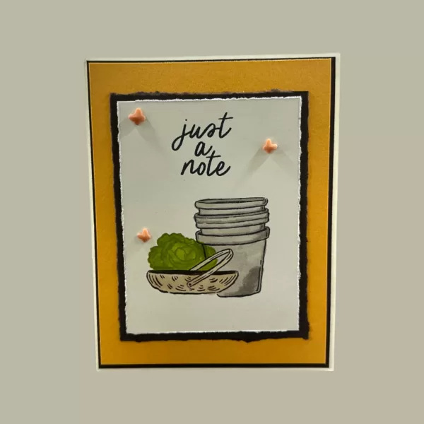 Rustic Garden Card | Handmade Just a Note Greeting | Flower Pots, Basket, Farmhouse Feel