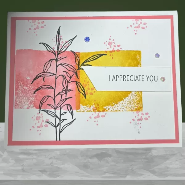 I Appreciate You -Handmade Greeting Card with Stamped Leaf Design