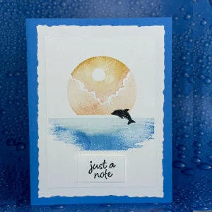 Tranquil Moonlit Lake Greeting Card with Dolphin – Just A Note