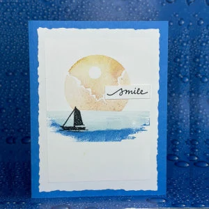 Tranquil Moonlit Lake Greeting Card with Dolphin – Smile