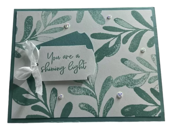 Inspiring Greeting Card with Elegant Leaves and Ribbon – You Are a Shining Star