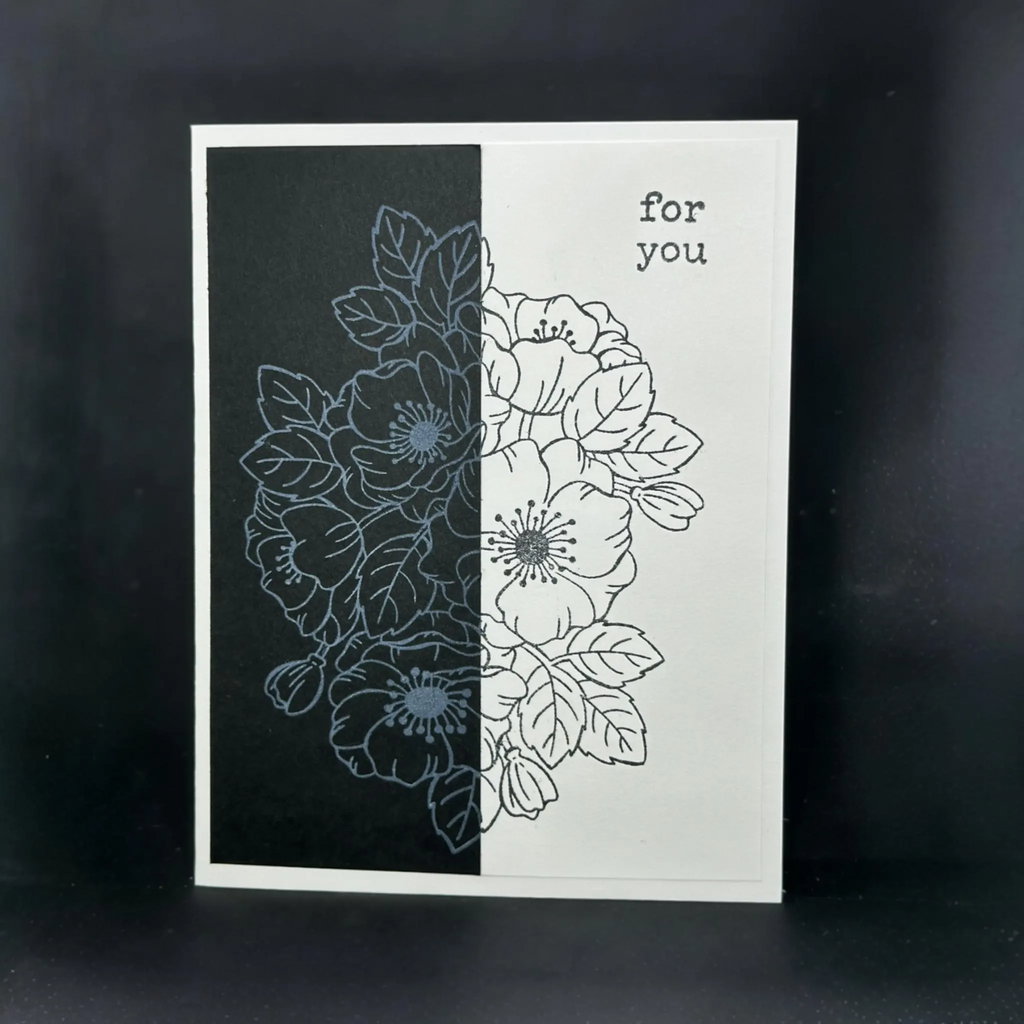 Simple Black and White Floral Card | Handmade For You Card for Any Occasion