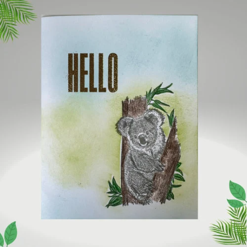 Cute Handcolored Koala Bear HELLO Greeting Card – Blank Inside