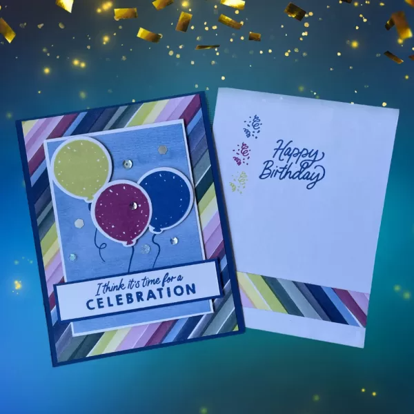 Handmade fun birthday card for all ages. Cards for Kids or adults with Balloon Design