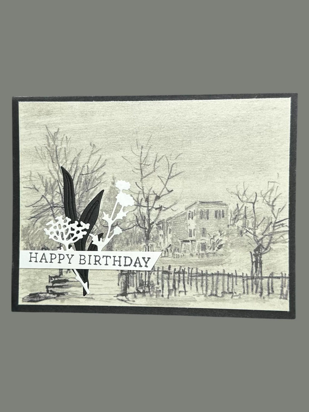 Vintage House Handmade Birthday Card | Classic Scenic Birthday Card with Matching Envelop