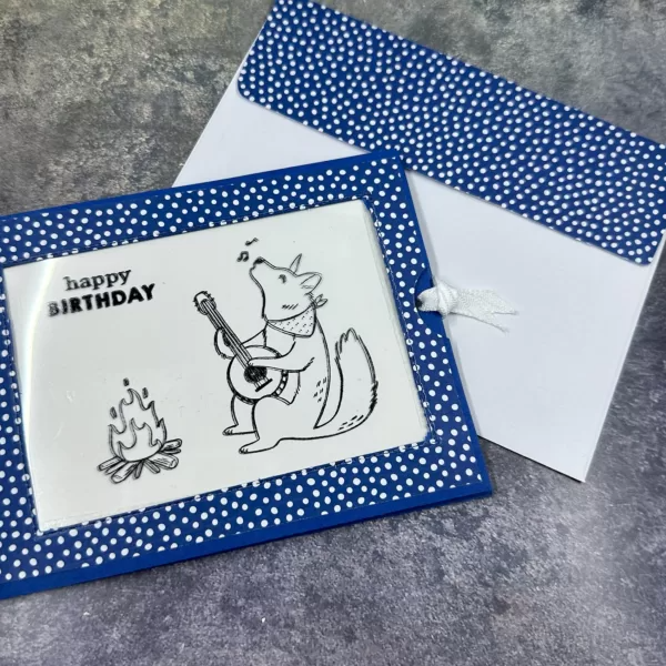 Magic Reveal Birthday Card | Bear Playing Banjo at Campfire | Pull-Tab Color-Changing Card