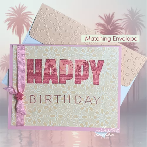 Happy Birthday Card with Palm Trees – Handmade Tropical Greeting – Vacation Friend Birthday Card