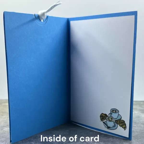 Handmade Color-Magic Changing Card Featuring Girl with Coffee | Magic Reveal Card with Pull-Tab