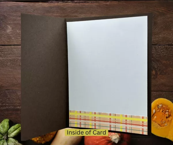Plaid Fall Greeting Card with Latte and Donut – Pumpkin Pie Season – Perfect Autumn Card