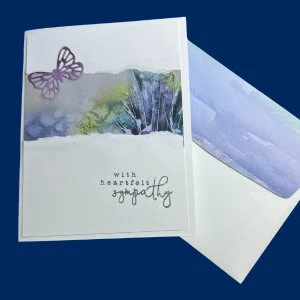 Handcrafted Sympathy Card with Delicate Foliage and Die Cut Butterfly – Sympathetic Greeting