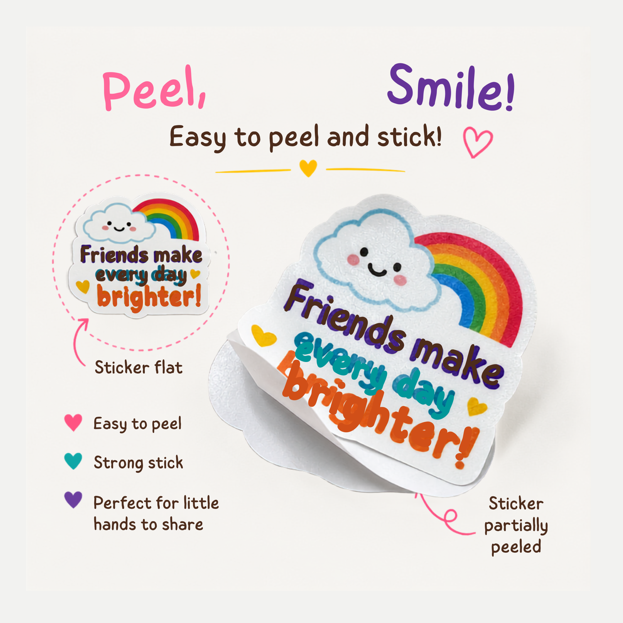 Personalized Daycare Friendship Sticker Gift Box | 12 Peel & Stick Vinyl Stickers