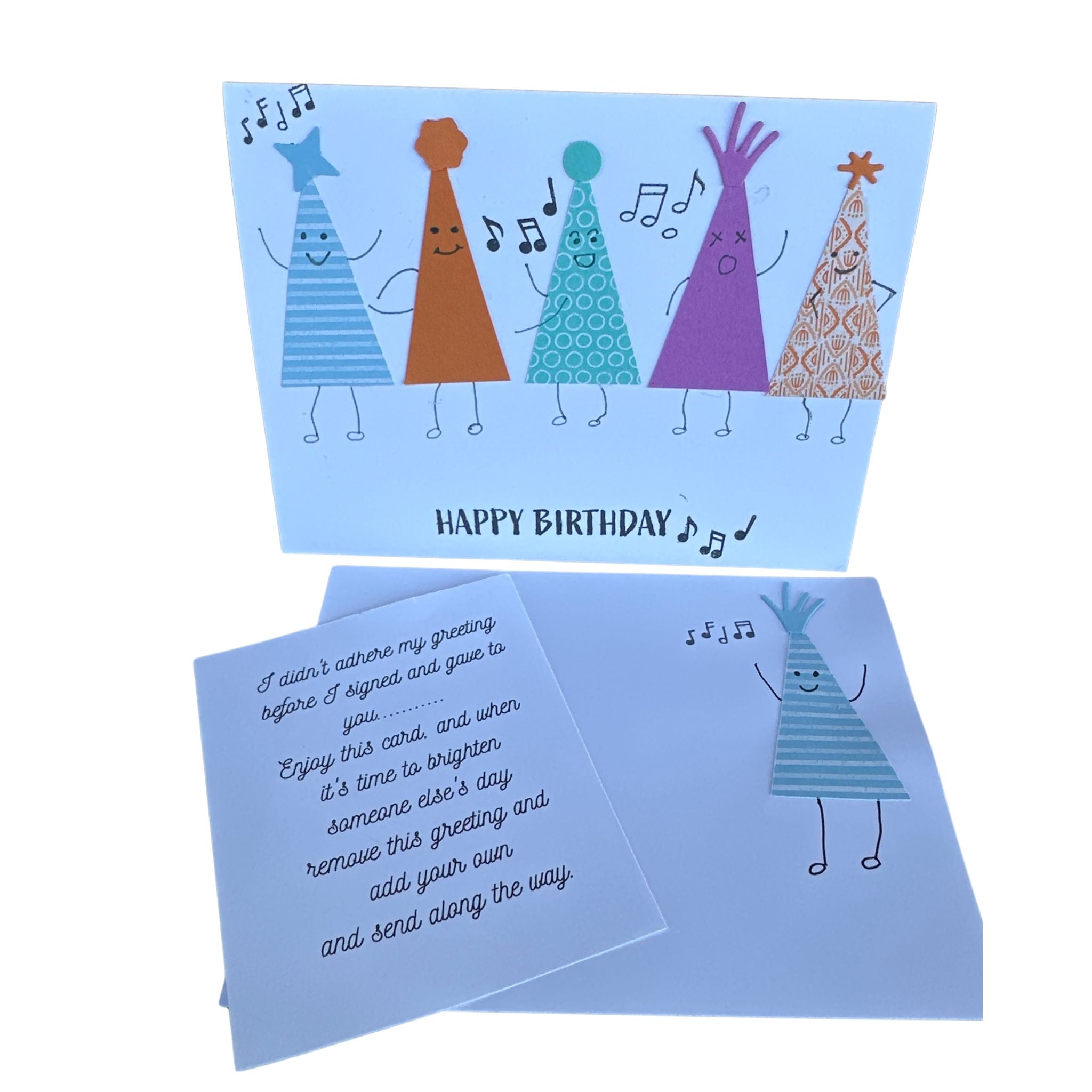 Handmade birthday card with coordinating envelope and bonus extra greeting, making it easy to share the card again with a new personal message.