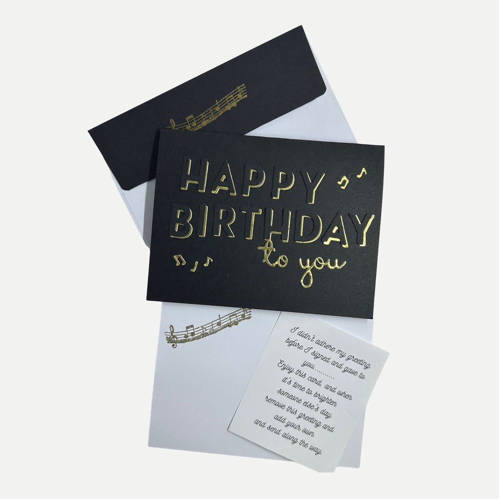 Handmade birthday card with matching envelope and bonus extra greeting insert, allowing the card to be shared again with a new personal message.