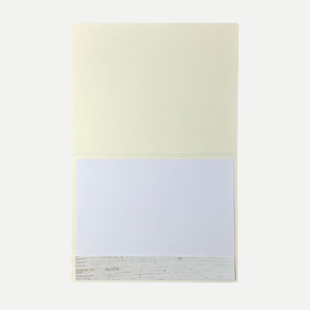 Inside of handmade birthday card featuring a blank writing panel for your personal message.