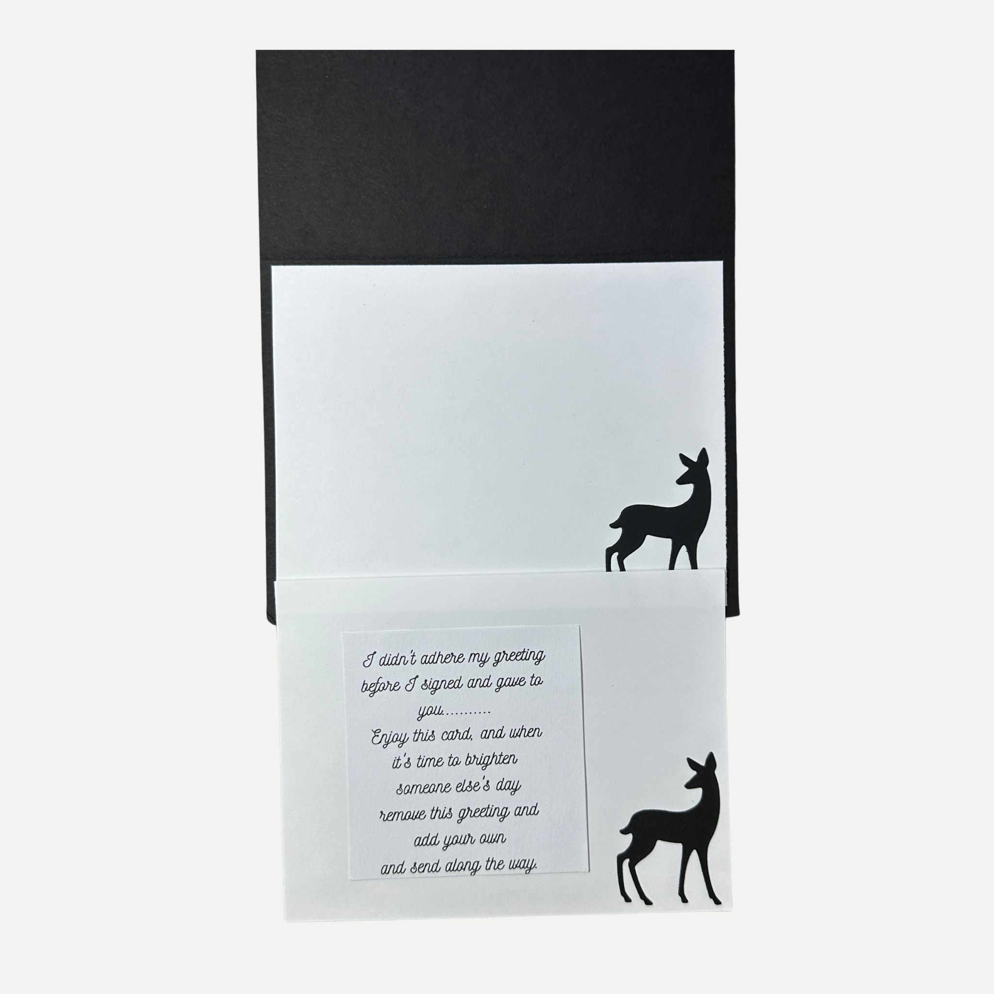 Inside of handmade deer birthday card with blank writing area