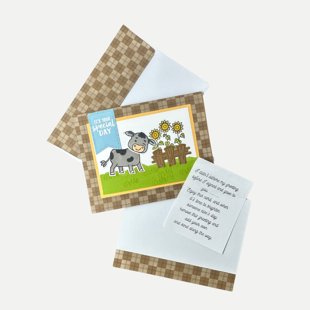 Complete handmade birthday card set including matching envelope and removable greeting insert.
