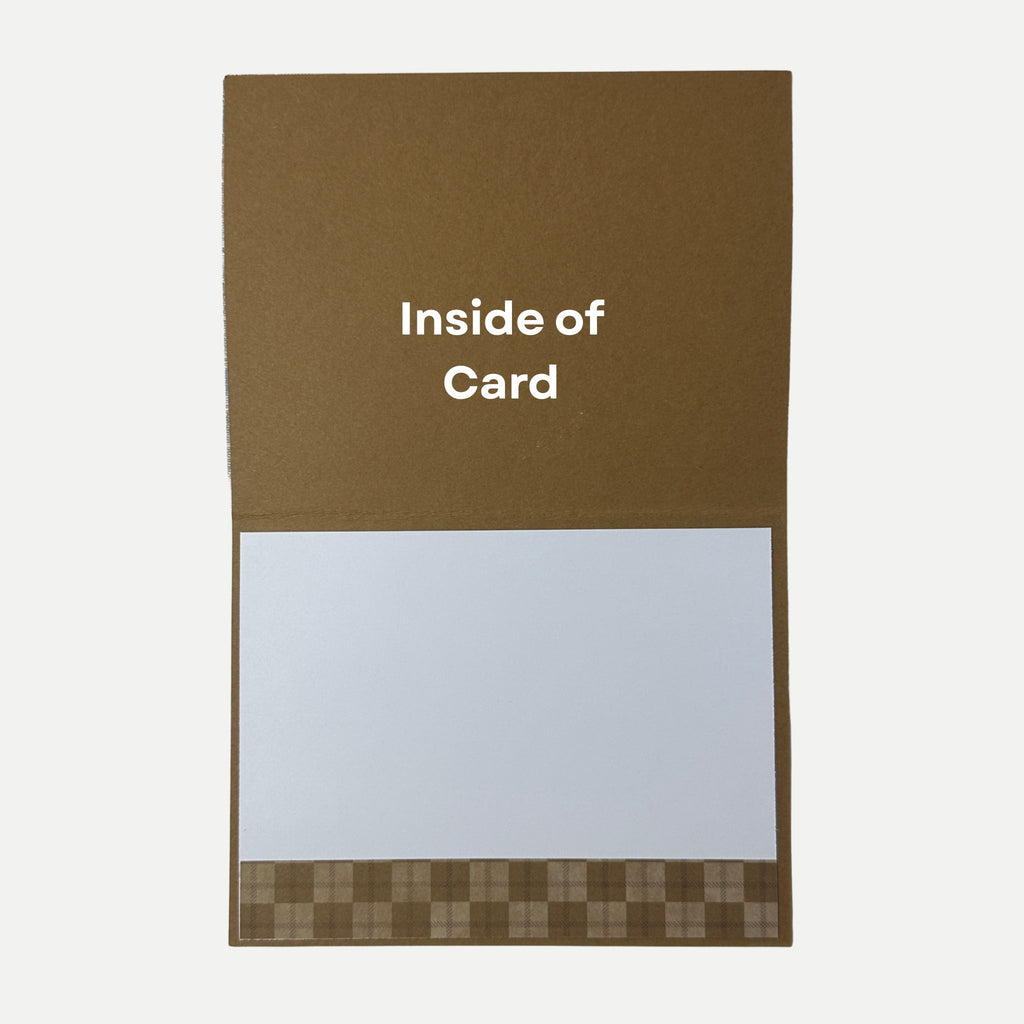 Inside view of rustic handmade birthday card with blank writing space for a personalized message.